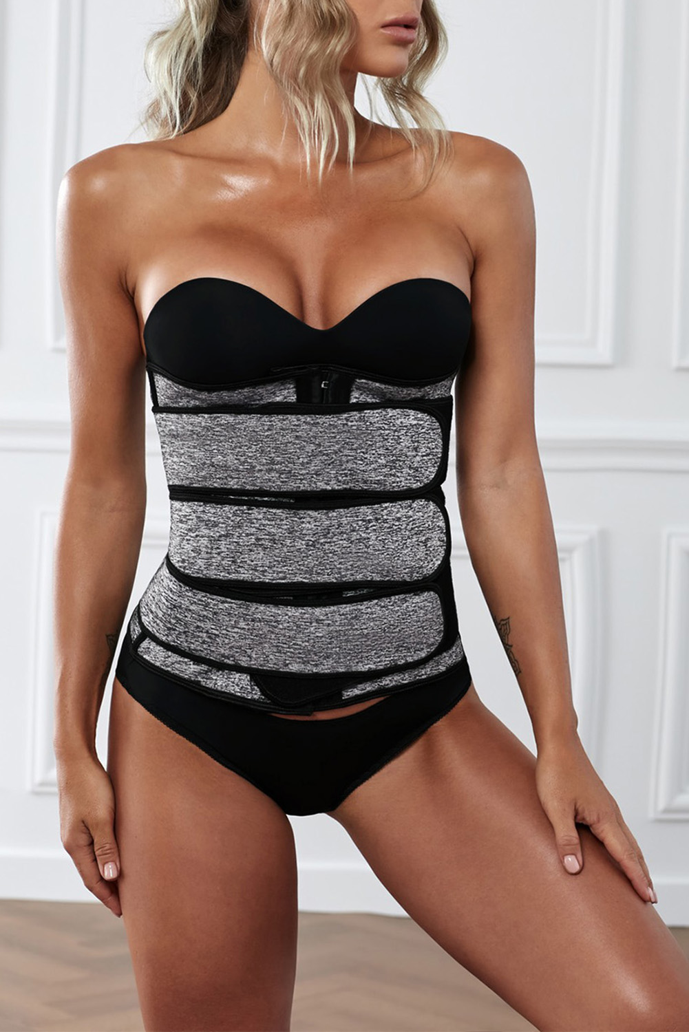 Gray 5 Steel Bones Neoprene Belt Waist Trainer with Hook