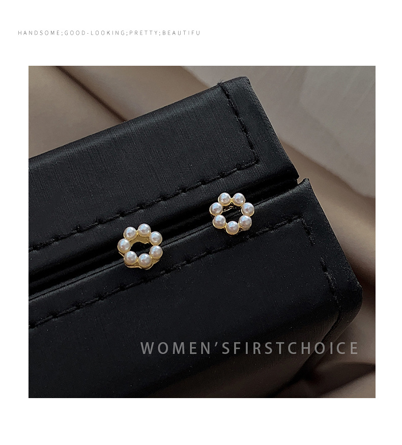 Pearl Silver Needle Earrings Simple Female Personality Earrings