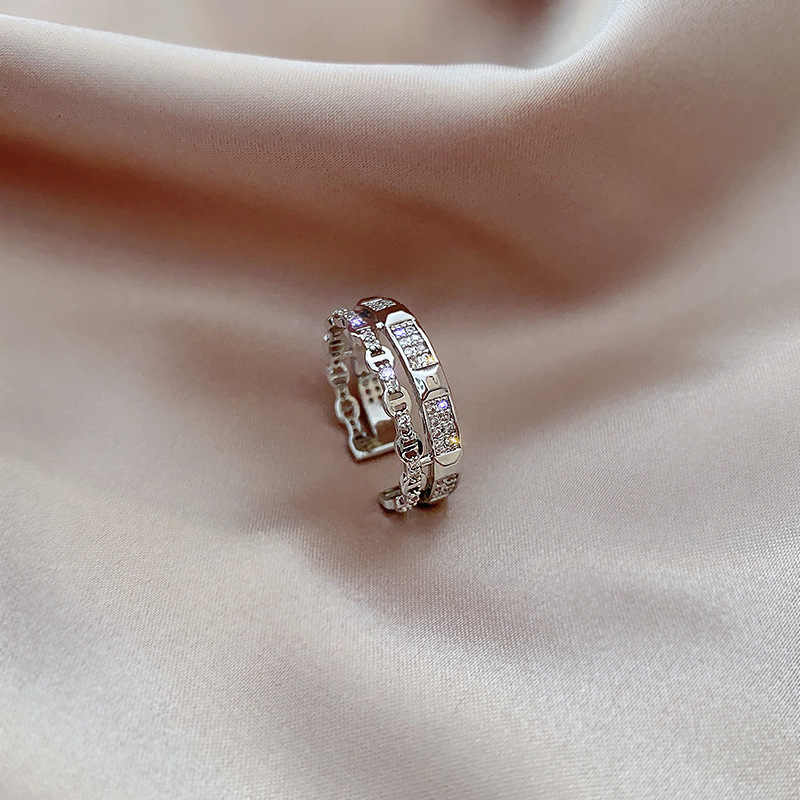 Fashion Female Ring Light Luxury Open Jewelry Ring J095 Silver