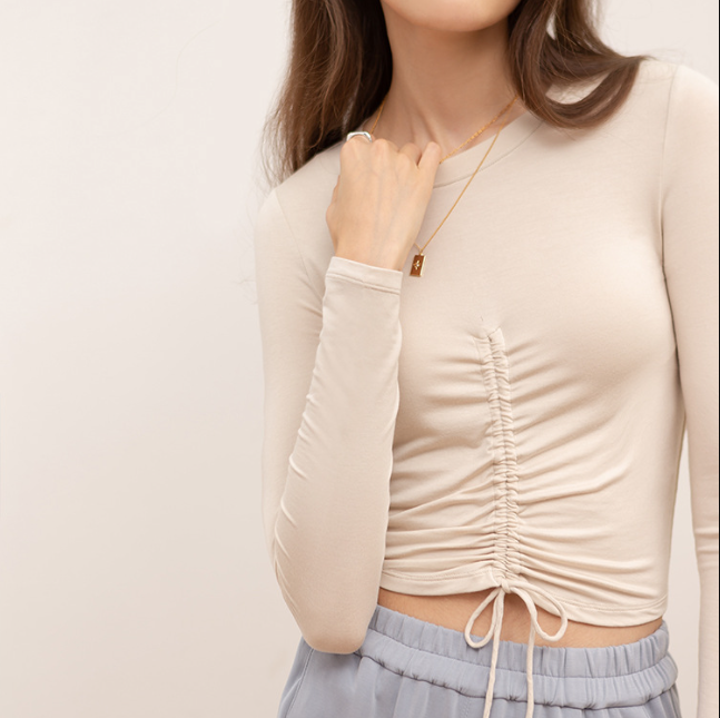 New Spring Women's Long-sleeve T-shirt Round Neck Outerwear