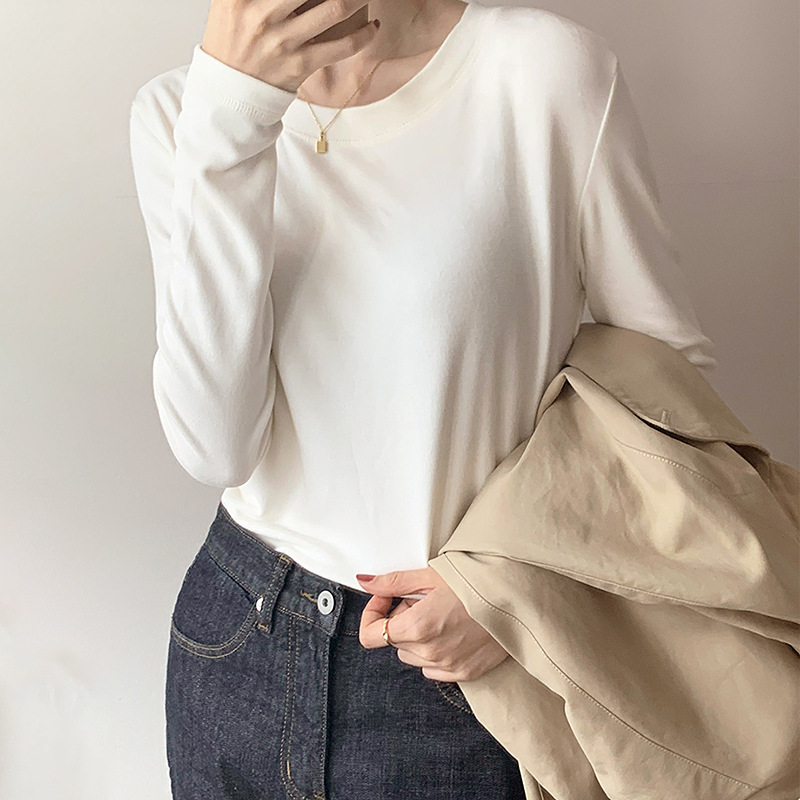 Women's Spring Long-sleeve Round Neck T-shirt Slim Top