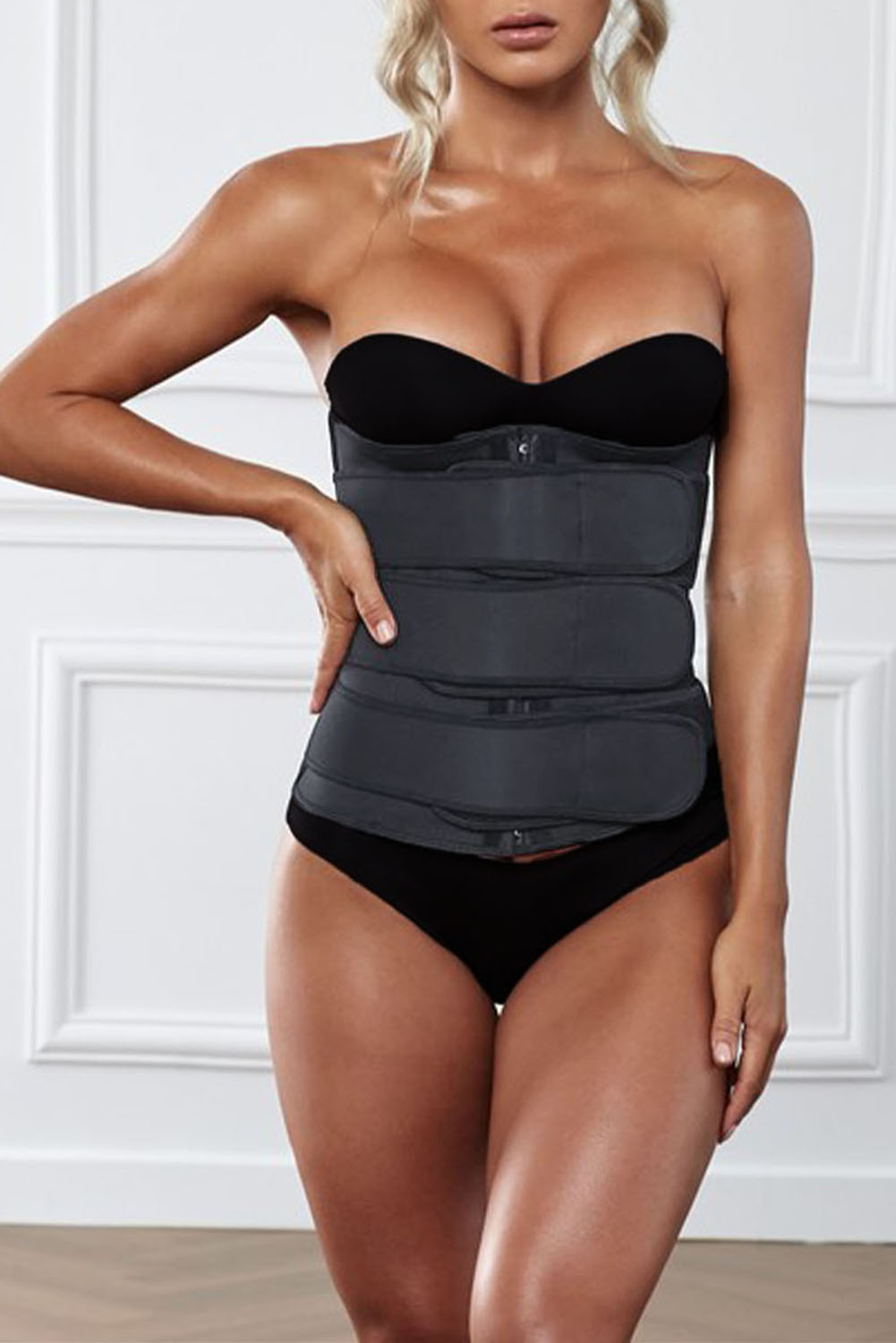 Black 5 Steel Bones Neoprene Belt Waist Trainer with Hook